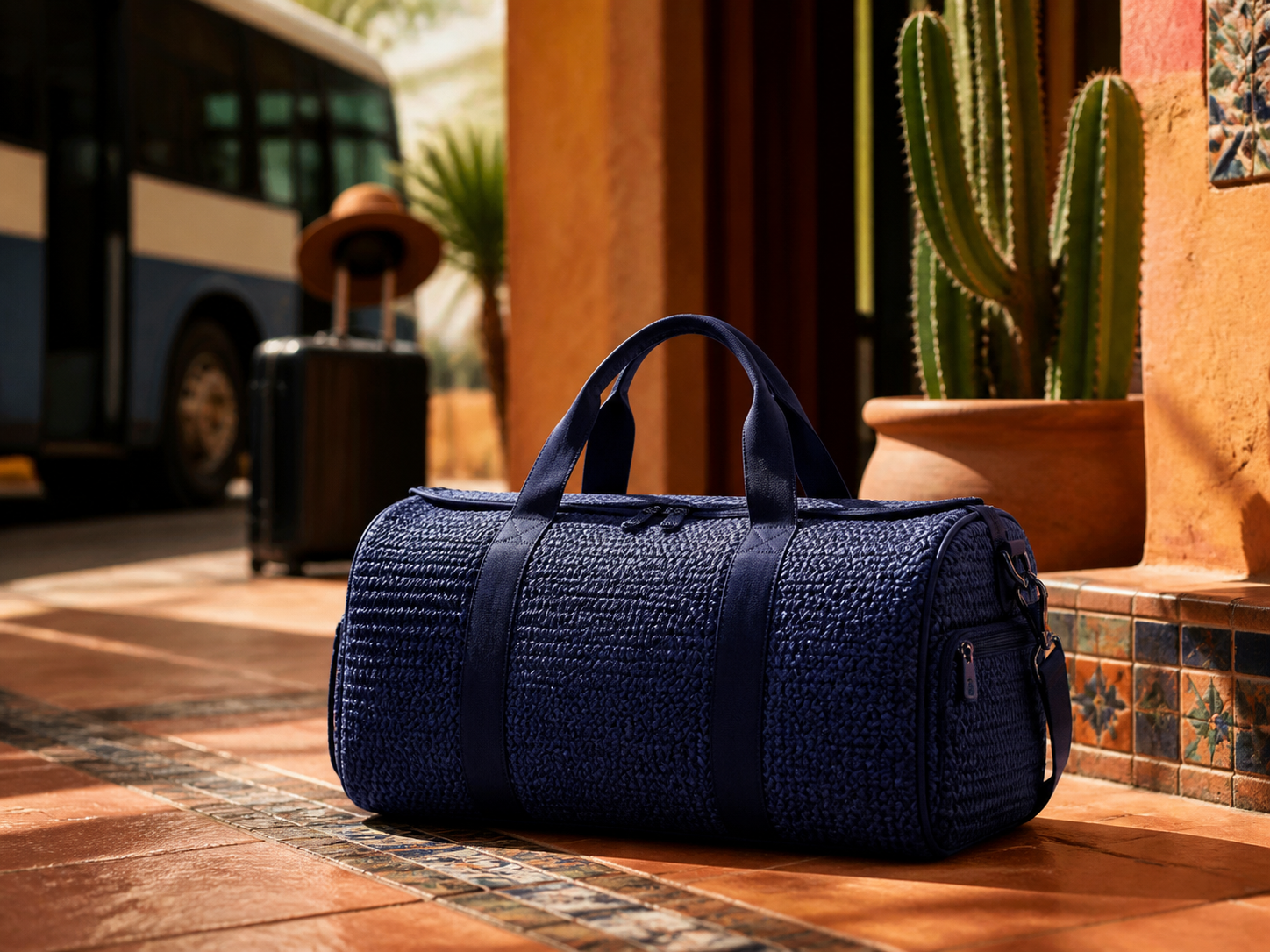 Bolsa azul para viaje corto